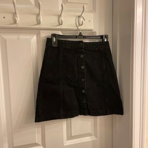 Black Denim Button Up Skirt